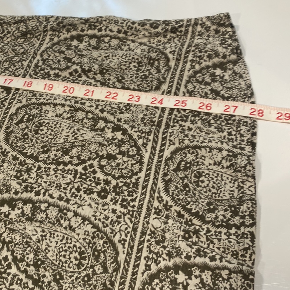 Lucky Brand Army Green and Ivory Boho Paisley Print Tunic with 3/4 Sleeves - Picture 7 of 7